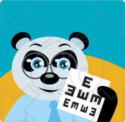 Clipart Illustration of a Giant Panda Bear Optometrist In Spectacles, Holding Up An Eye Chart