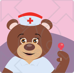 Clipart Illustration of a Nice Nurse Bear Holding A Sucker