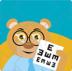 Clipart Illustration of an Eye Doctor Bear Holding an Eye Chart