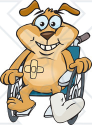 Clipart Illustration of an Accident Prone Doggy Character Sitting In A Wheelchair