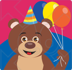Teddy Bear Birthday Party on Brown Male Birthday Teddy Bear Holding Party Balloons   Cartoonsof Com