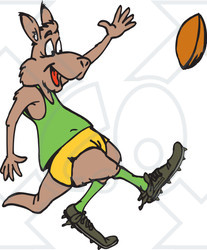 Clipart Illustration of a Kangaroo Playing Rugby Football