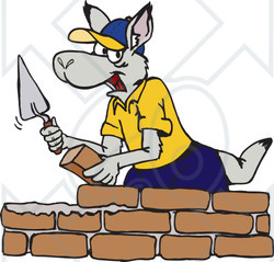 Clipart Illustration of a Kangaroo Brick Layer