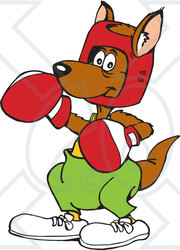 Clipart Illustration of a Brown Boxing Kangaroo