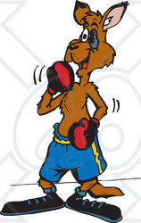 Clipart Illustration of a Kangaroo Boxer With A Black Eye