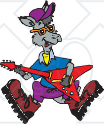 Clipart Illustration of a Guitarist Kangaroo Playing An Electric Guitar