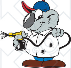 Clipart Illustration of a Koala Pest Control Man Spraying Insecticide