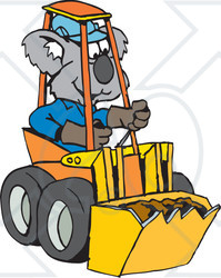 Clipart Illustration of a Koala Driving A Tractor