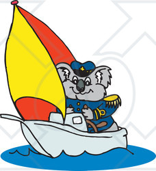 Clipart Illustration of a Koala Sailor In A Boat