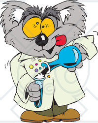 Clipart Illustration of a Mad Koala Scientist Mixing A Concoction