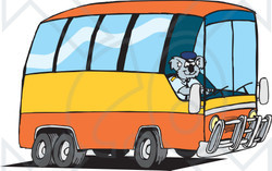 Clipart Illustration of a Koala Driver Driving A Public Bus