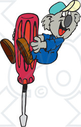 Clipart Illustration of a Koala Mechanic Or Handyman On A Screwdriver