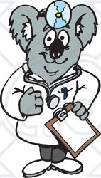 Clipart Illustration of a Koala Doctor Holding A Clipboard