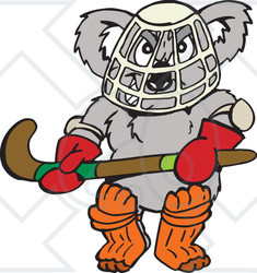 Clipart Illustration of a Koala Hockey Goalie Holding A Stick