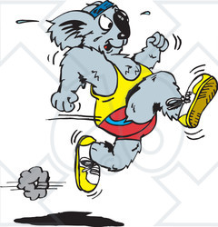 Clipart Illustration of a Fast Sprinting Koala