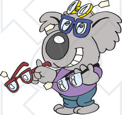 Clipart Illustration of a Koala Optometrist Displaying Glasses