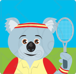 Clipart Illustration of a Koala Bear Tennis Character