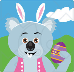 Clipart Illustration of a Koala Bear Easter Bunny Character