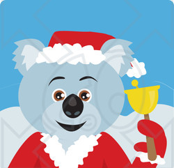 Clipart Illustration of a Christmas Koala Bear Charity Bell Ringer Characte