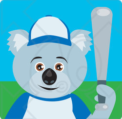 Clipart Illustration of a Koala Bear Baseball Character