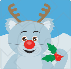 Clipart Illustration of a Christmas Koala Bear Rudolph The Red Nosed Reindeer Character