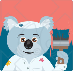 Clipart Illustration of a Koala Bear Painter Character