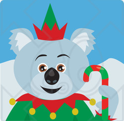 Clipart Illustration of a Christmas Koala Bear Elf Character