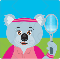 Clipart Illustration of a Koala Bear Female Tennis Character