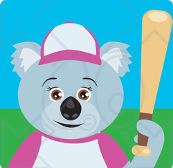 Clipart Illustration of a Koala Bear Female Baseball Player Character