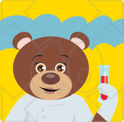Clipart Illustration of a Brown Bear Scientist Character