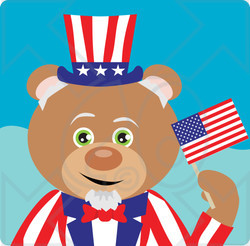 Clipart Illustration of a Teddy Bear Uncle Sam Character