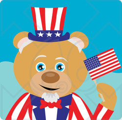 Clipart Illustration of a Bear Uncle Sam Character