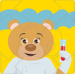 Clipart Illustration of a Bear Scientist Character