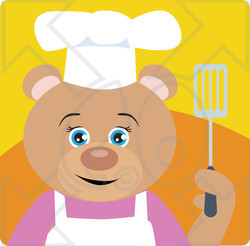 Clipart Illustration of a Teddy Bear Chef Character