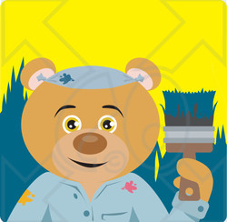 Clipart Illustration of a Painter Teddy Bear Character