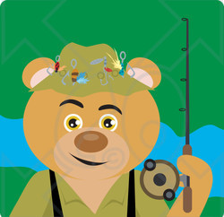 Clipart Illustration of a Fishing Bear Character