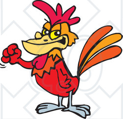 Clipart Illustration of a Tough Rooster Clenching His Fist