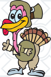 Clipart Illustration of a Pilgrim Turkey Waving