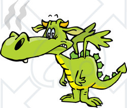 Clipart Illustration of a Lonely Green Dragon Sniffling