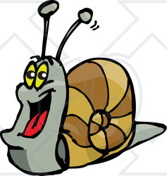 Clipart Illustration of a Happy Gray Snail With A Brown Shell