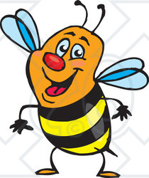 Clipart Illustration of a Friendly Orange, Black And Yellow Honey Bee