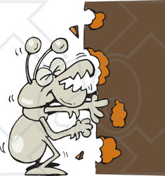 Clipart Illustration of a Hungry Termite Munching On Wood