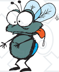 Clipart Illustration of a Drooling House Fly Hanging Its Tongue Out