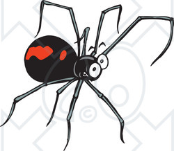 Clipart Illustration of a Grinning Black Widow Spider With Long Legs