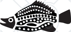 Clipart Illustration of a Black And White Aztec Fish