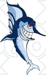 Clipart Illustration of a Mean Blue Marlin With Red Eyes
