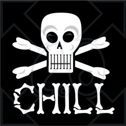 Clipart Illustration of a Skull And Cross Bones With CHILL Bone Text