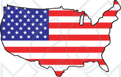 Clipart Illustration of a Map Of The Continental United States With A Stars And Stripes Pattern
