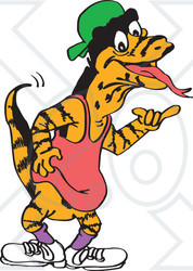 Clipart Illustration of a Cool Lizard In A Tank Top, Shoes And Hat