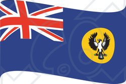 Clipart Illustration of a Blue, Red And White Waving South Australia Flag With A Piping Shrike